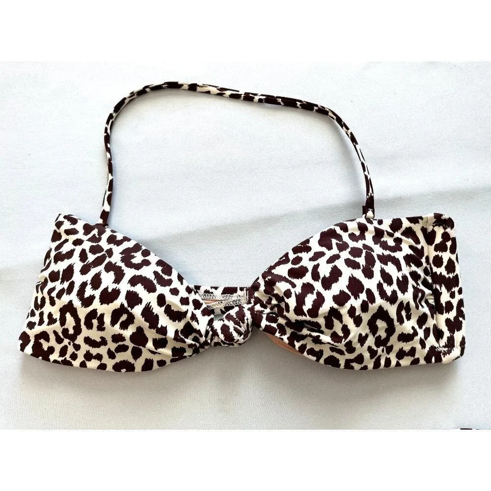 NWT J.Crew Knot Bandeau Leopard Print Bikini Top